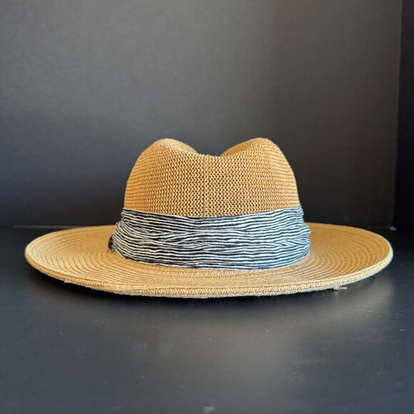 San Diego Hat Co. Womens Straw Beach Pool Fedora With Animal Print & Zebra Band - Picture 2 of 11